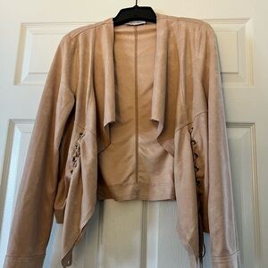Women's Tan Jacket with Lace-Up Detail